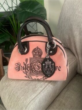 Juicy Couture Peach-Pink Dome Satchel with Crest Pendant